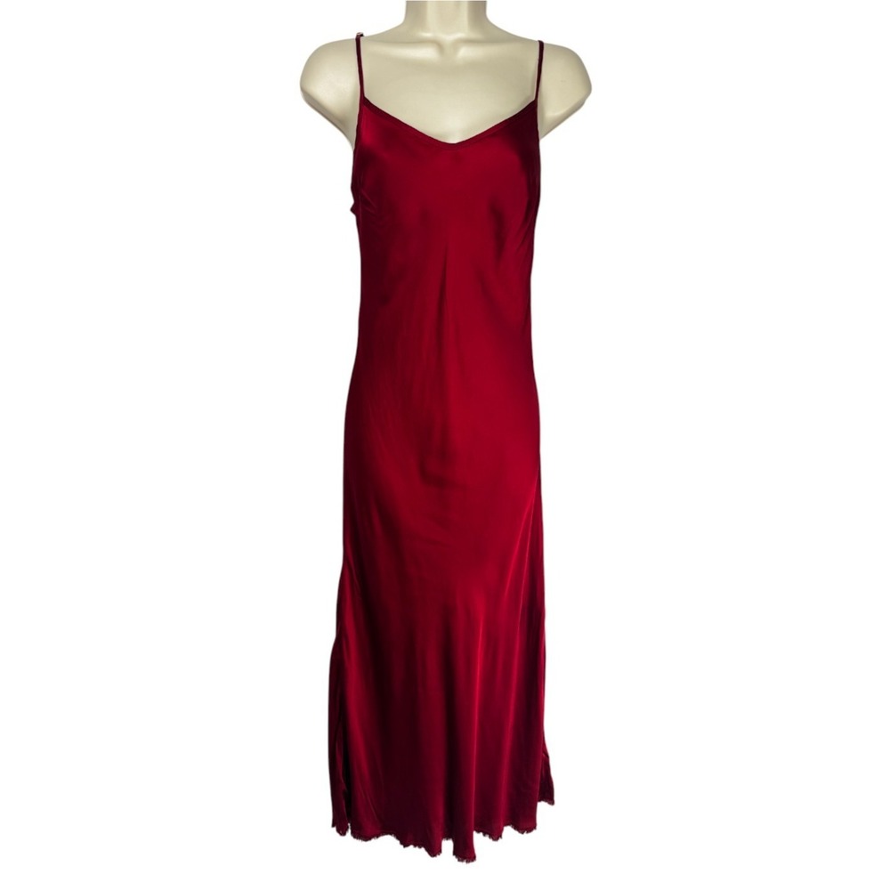 Anthropologie Nation LTD Red Dress Sz Small Strappy Midi Raw Hem Whimsygoth Vamp